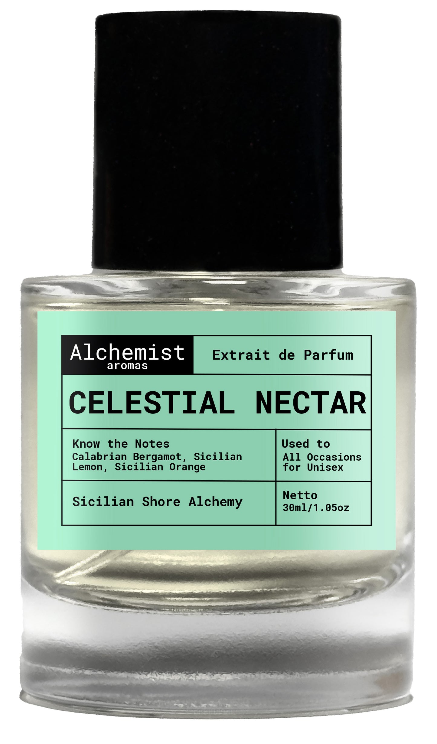 Celestial Nectar extrait de parfum in a 30ml bottle with Calabrian bergamot and Sicilian citrus notes