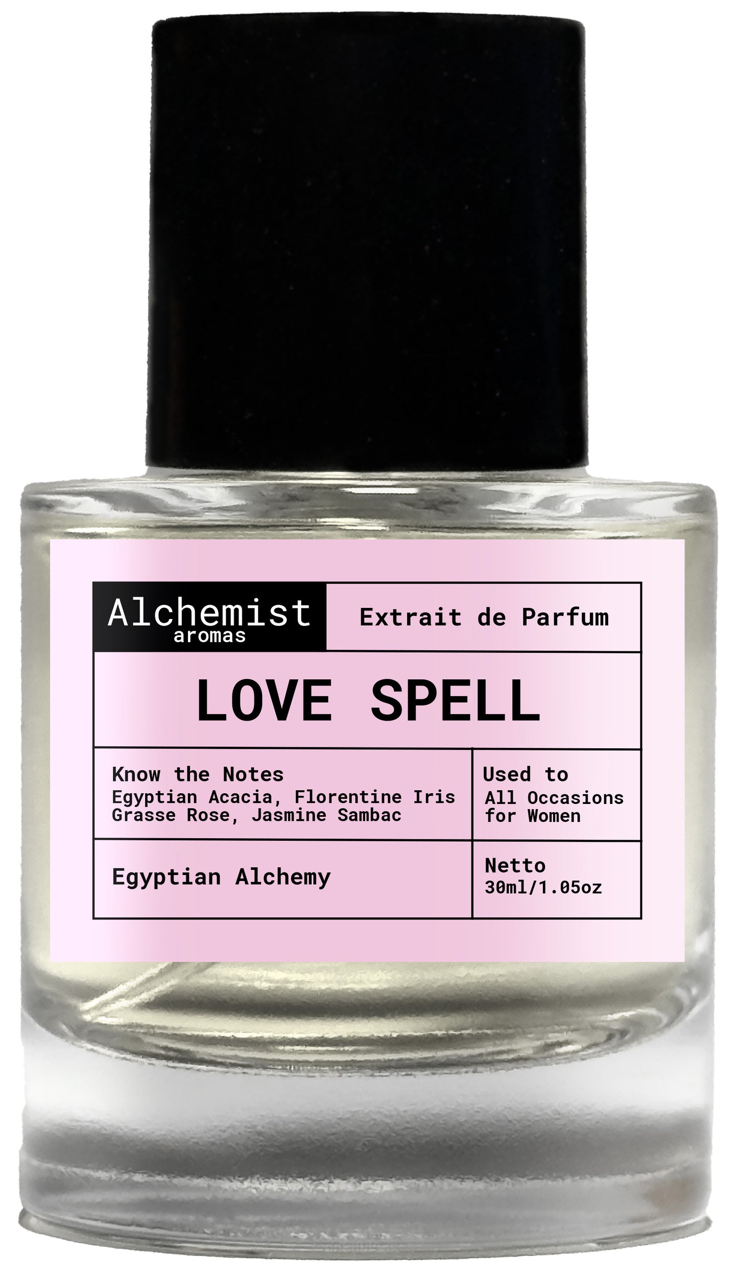Love Spell extrait de parfum by Egyptian Alchemy in a 30ml glass bottle for all occasions
