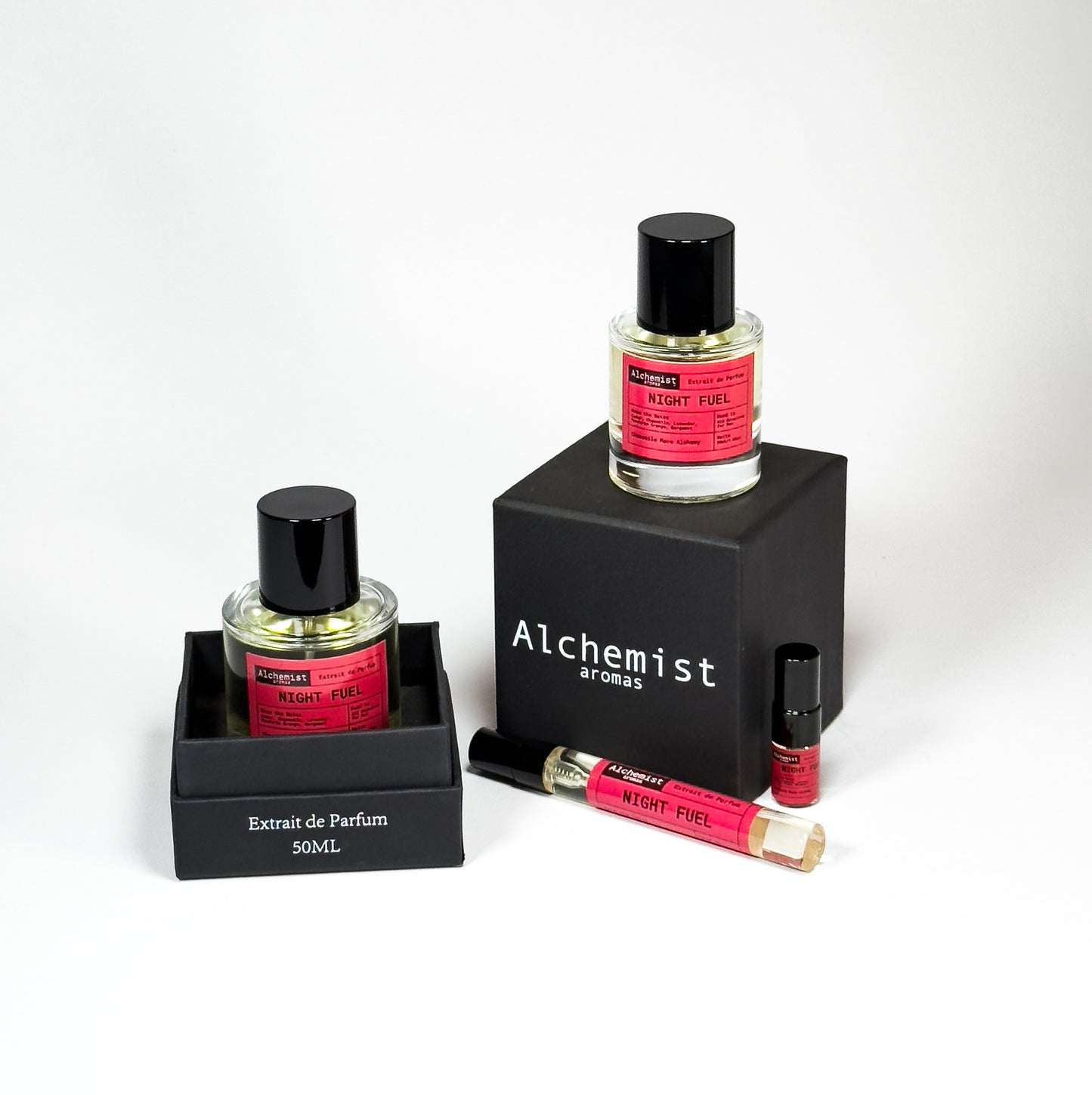 Fahrenheit Night Fuel Extrait de Parfum set including 50mL bottles and travel rollerball for fragrance enthusiasts
