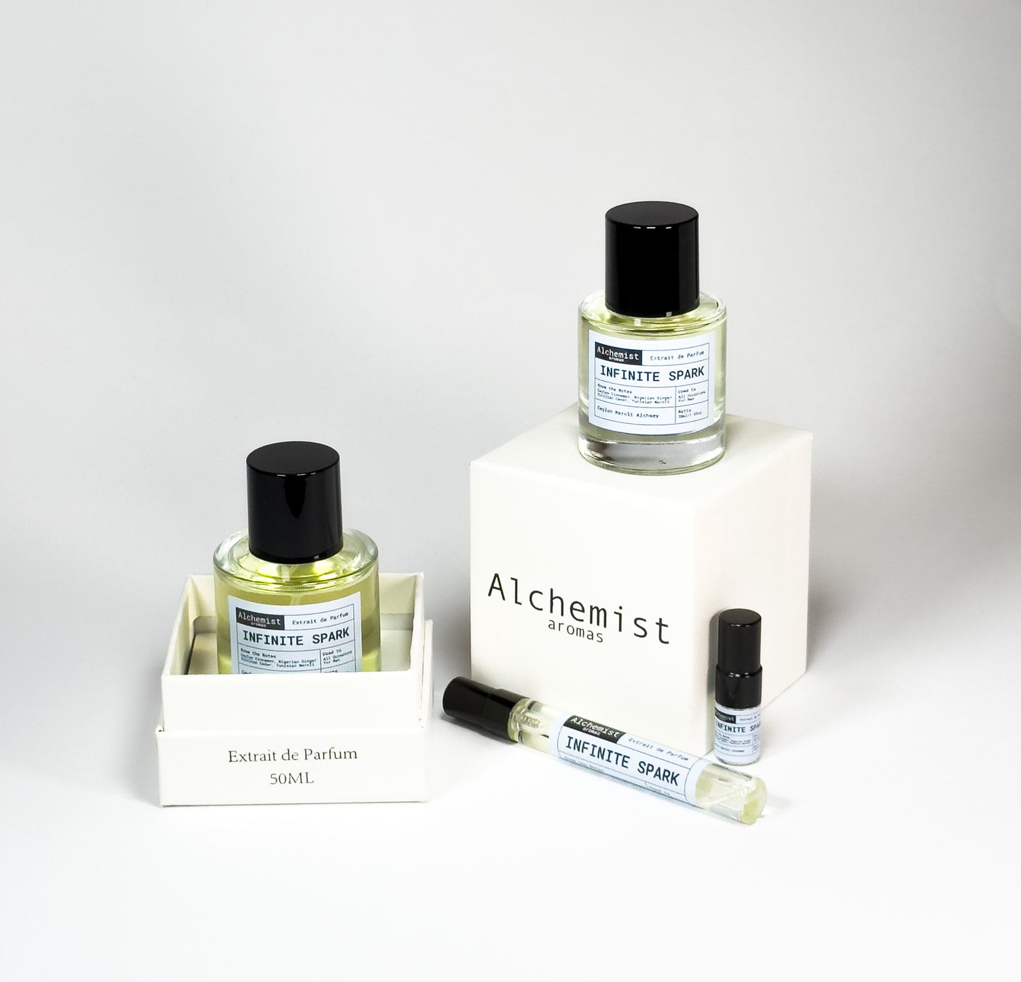 Infinite Spark extrait de parfum collection with 50ml bottle and travel-sized options for a luxurious scent experience
