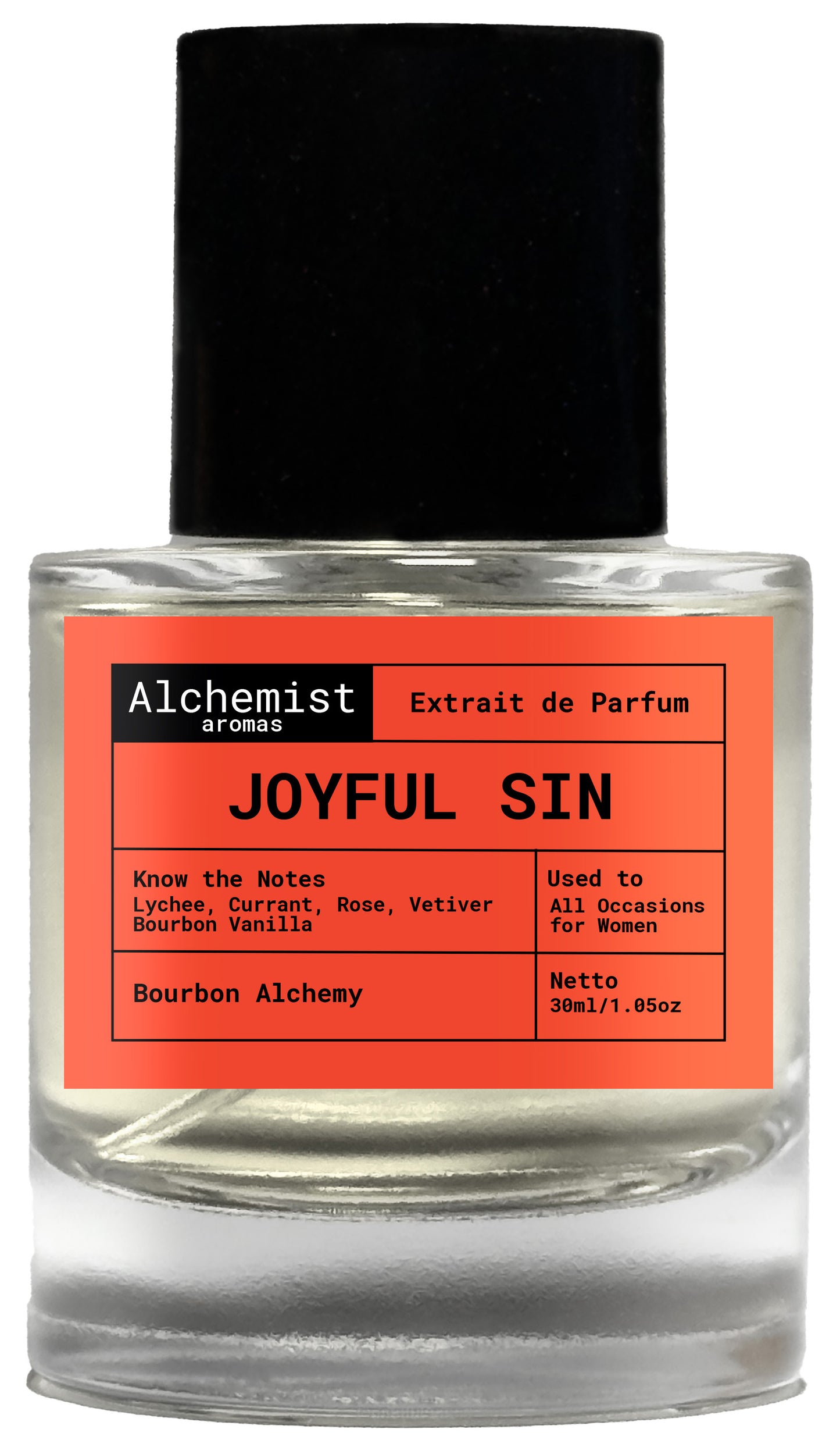 Joyful Sin extrait de parfum from Alchemist aromas in a sleek bottle, perfect for all occasions for women