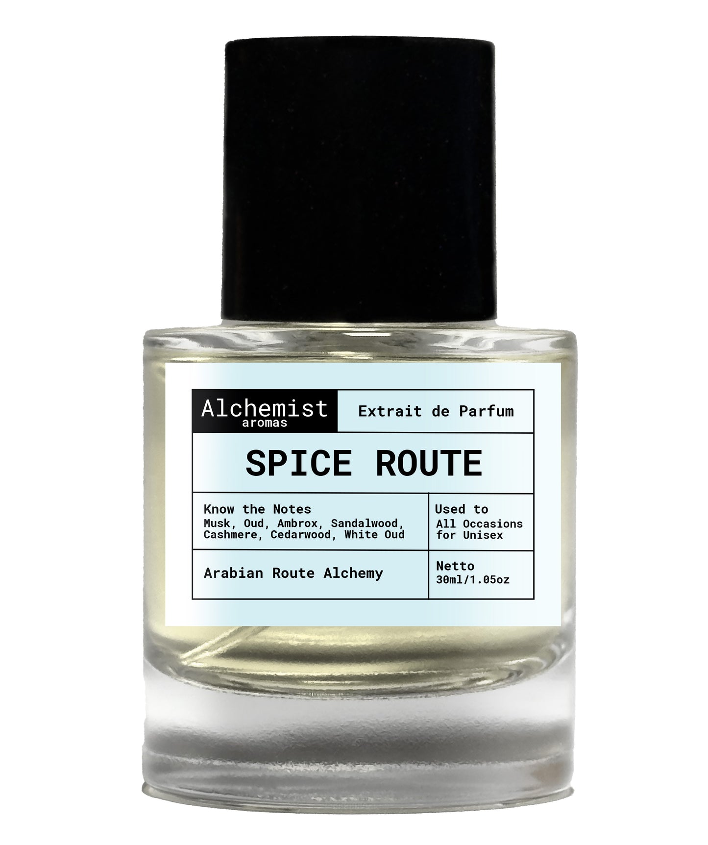 Alchemist Aromas Spice Route spicy unisex perfume extrait in a clear bottle for all occasions.