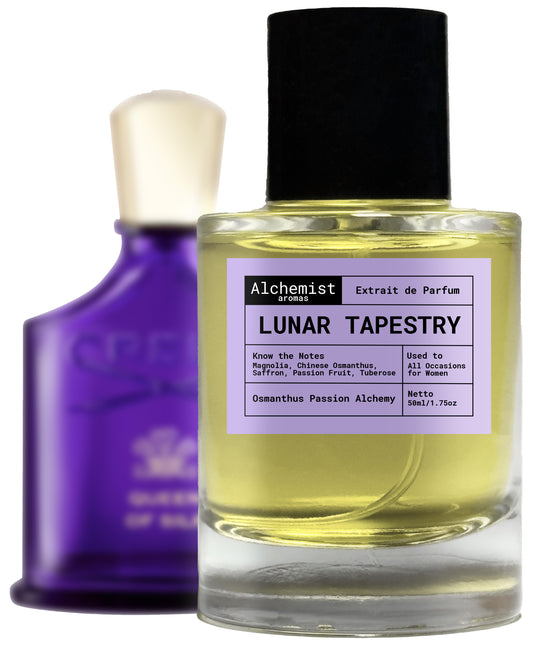 Lunar Tapestry extrait de parfum by Queen of Silk featuring a sleek bottle design with floral notes