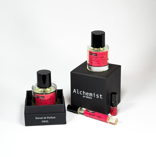 Fahrenheit Night Fuel Extrait de Parfum set including 50mL bottles and travel rollerball for fragrance enthusiasts