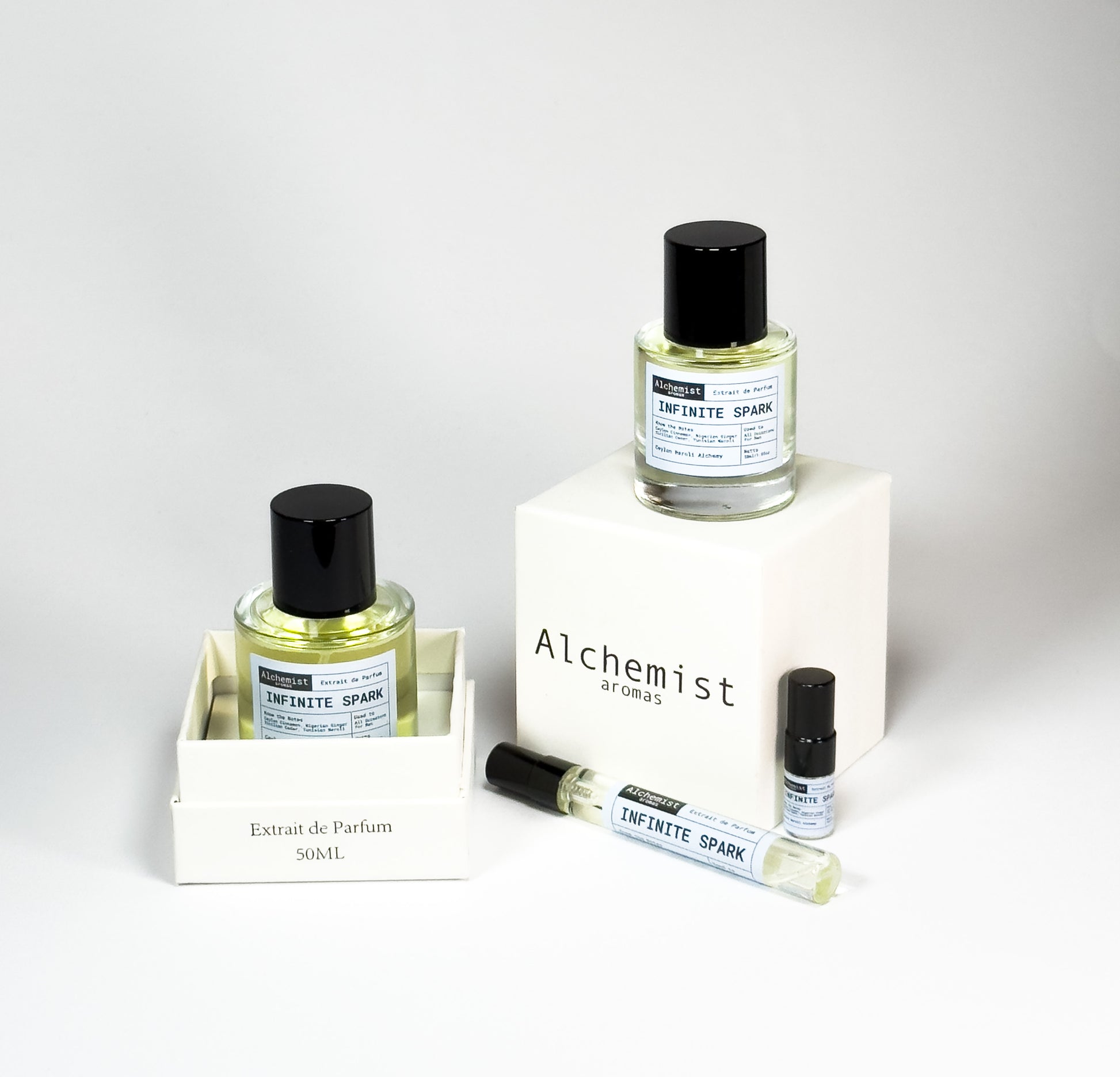 Infinite Spark extrait de parfum collection with 50ml bottle and travel-sized options for a luxurious scent experience