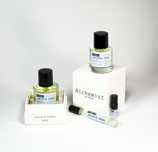 Infinite Spark extrait de parfum collection with 50ml bottle and travel-sized options for a luxurious scent experience