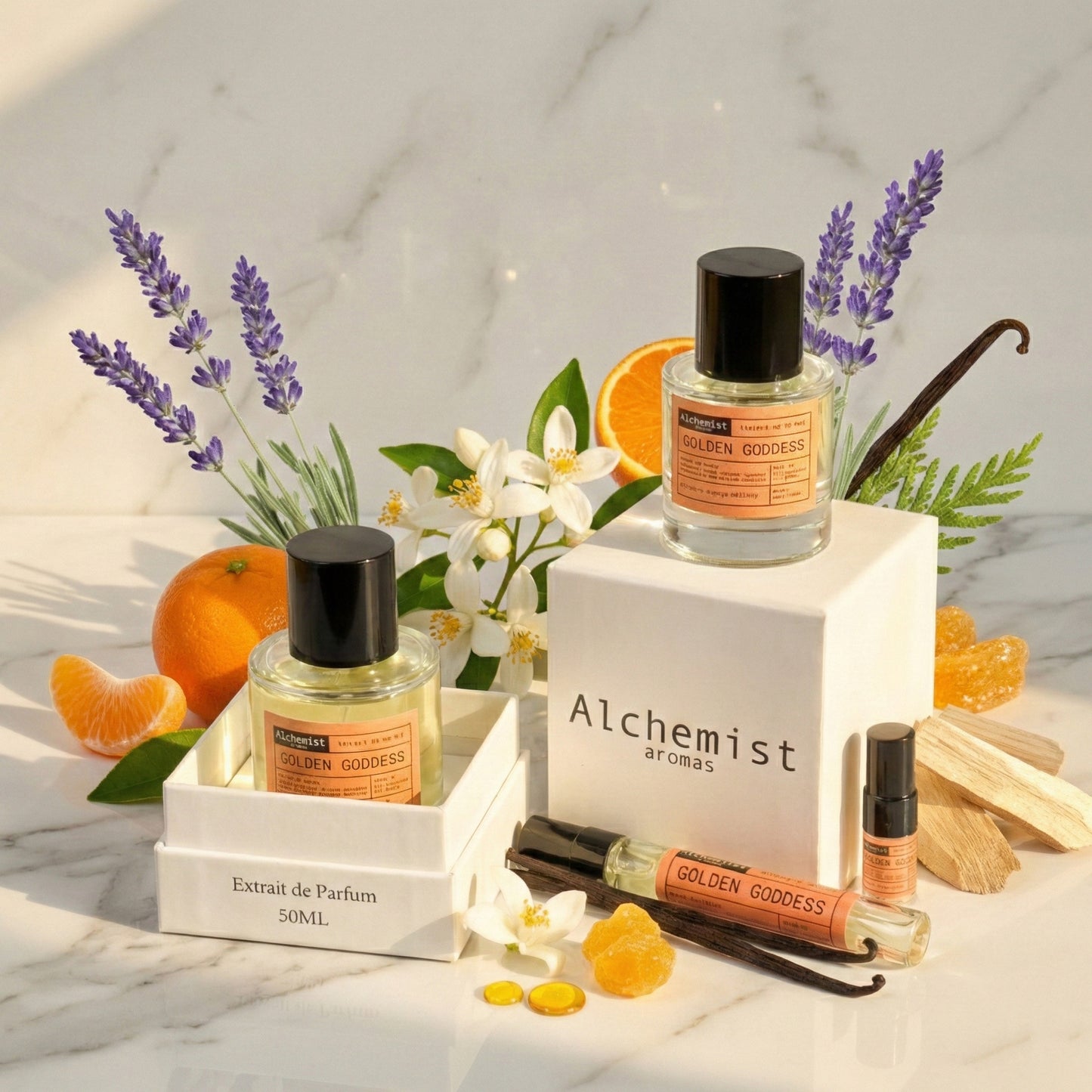 Alchemist Aromas Golden Goddess Perfume Bottle Set with YSL Libre Inspired Fragrance Notes